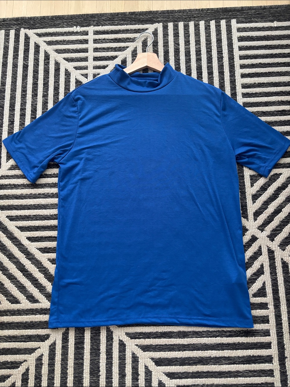 Men's Royal Blue Short-Sleeve Mock Neck Tee